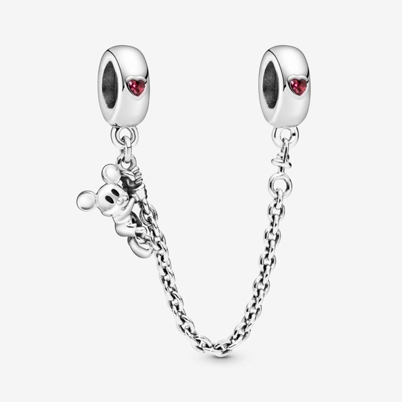 Pandora Jewelry - 🆕Disney, Climbing Mickey Safety Chain, Red CZ